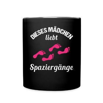 Spaziergang-Liebhaber Mädchenherz Geschenk - Tasse einfarbig - Schwarz - Vorne