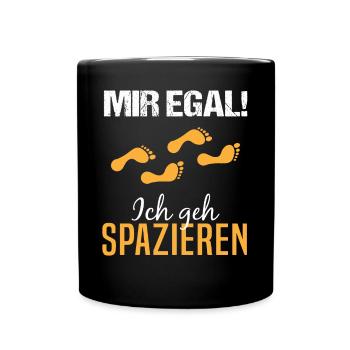 Sorglos Spaziergang Humorvolles Geschenk - Tasse einfarbig - Schwarz - Vorne