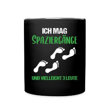 Humorvolle Spaziergang-Liebhaber Einsiedler - Tasse einfarbig - Schwarz - Vorne