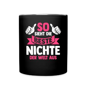 Beste Nichte - Tasse einfarbig - Schwarz - Vorne