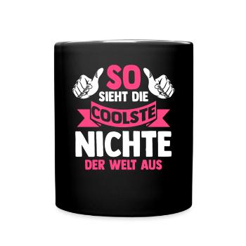 Coolste Nichte - Tasse einfarbig - Schwarz - Vorne