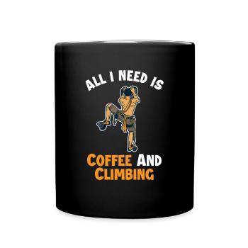Coffee and Climbing Alpinklettern Sportklettern - Tasse einfarbig - Schwarz - Vorne