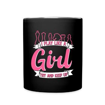 Schachspieler Stücke Schachliebhaber Mädchen - Tasse einfarbig - Schwarz - Vorne