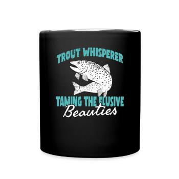 Pêche, Truite, Saumon, Pêcheur, Pêcheur, Perche - Mug uni - noir - Devant