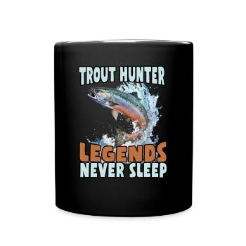 Fishing, Trout, Salmon, Fisherman, Angler, Perch - Full Colour Mug - black - Front