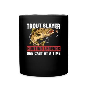 Pêche, Truite, Saumon, Pêcheur, Pêcheur, Perche - Mug uni - noir - Devant