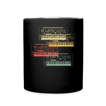 Synthesizer Sammlung Musik Design - Tasse einfarbig - Schwarz - Vorne