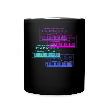 Synthesizer Sammlung Musik Design - Tasse einfarbig - Schwarz - Vorne