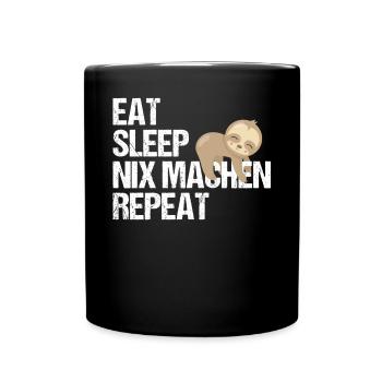 Faulbär Tagesroutine Deutsch Humor Geschenk - Tasse einfarbig - Schwarz - Vorne