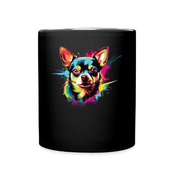 Watercolor Colorful Chihuahua - Full Colour Mug - black - Front