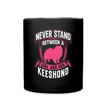 Mädchen und ihr Wolfsspitz Deutscher Spitz - Tasse einfarbig - Schwarz - Vorne