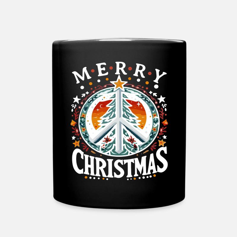 Frohe Weihnachten Friedens Weihnachtsbaum - Tasse einfarbig - Schwarz