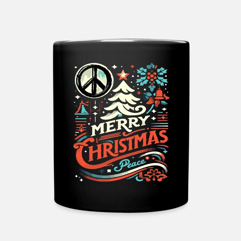 Vintage Peace Christmas Xmas - Tasse einfarbig - Schwarz