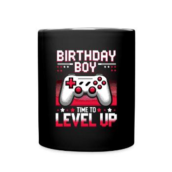 Funny Gamer Birthday Boy Il est temps de passer au niveau supérieur - Mug uni - noir - Devant