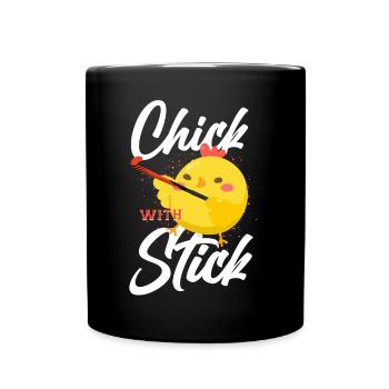 Field Hockey Chicken Chick With - Full Colour Mug - black - Front