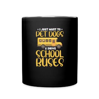 Busfahrer Busfahrerin Bus Schuhlbus Geschenk - Tasse einfarbig - Schwarz - Vorne