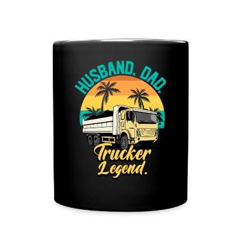 Husband Dad Trucker Legend - Full Colour Mug - black - Front