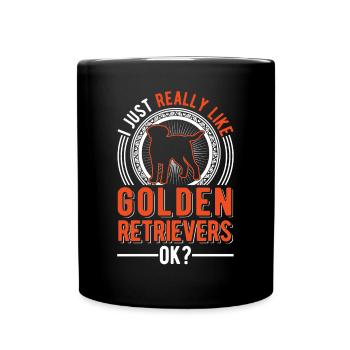 Ich mag einfach Golden Retriever - Tasse einfarbig - Schwarz - Vorne