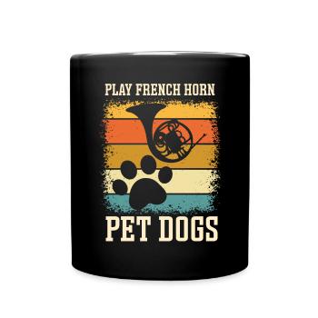Französischer Hornhund -Spieler Hornist Messing - Tasse einfarbig - Schwarz - Vorne