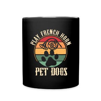 Französischer Hornhund -Spieler Hornist Messing - Tasse einfarbig - Schwarz - Vorne