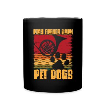 Französischer Hornhund -Spieler Hornist Messing - Tasse einfarbig - Schwarz - Vorne