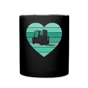 Vintage Heart Forklift Driver Cool Forklift Operat - Tasse einfarbig - Schwarz - Vorne
