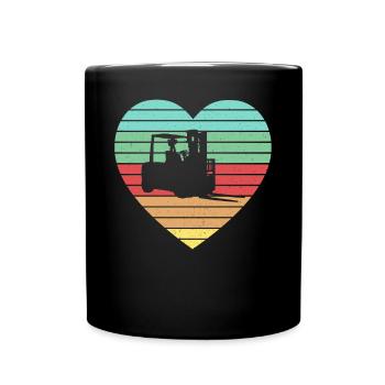 Forklift Operator Vintage Heart Forklift Driver Co - Tasse einfarbig - Schwarz - Vorne
