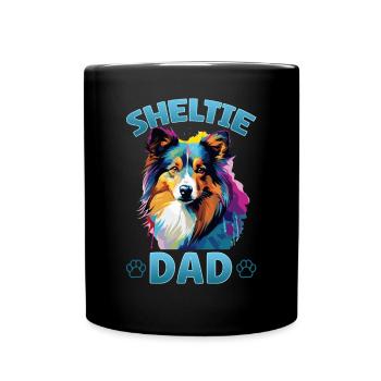 Shetland Sheepdog Dog Sheltie - Sheltie Dad - Full Colour Mug - black - Front