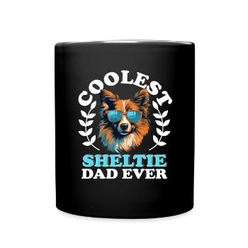 Shetland Sheepdog Dog - Coolest Sheltie Dad Ever - Full Colour Mug - black - Front