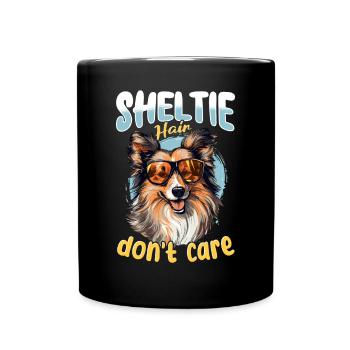 Shetland Sheepdog Dog - Sheltie hair, don't care - Tasse einfarbig - Schwarz - Vorne