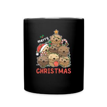 Arbre de Noël loutre Joyeux Noël - Mug uni - noir - Devant