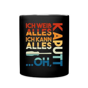 Lustige Handwerker Sprüche Retro Schrauber - Tasse einfarbig - Schwarz - Vorne