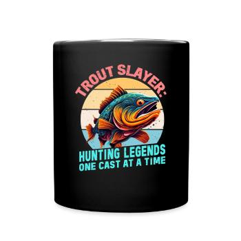 Légendes de chasse tueur de truites, un lancer à la fois W - Mug uni - noir - Devant