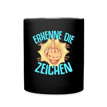 Mittelfinger Skelett Hand Funshirt Stinkefinger - Tasse einfarbig - Schwarz - Vorne