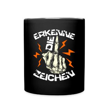 Mittelfinger Rock Feuer Konzert Party Outfit Fun - Tasse einfarbig - Schwarz - Vorne