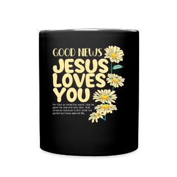 Amoureux de la Bible Jésus vous aime baptême - Mug uni - noir - Devant