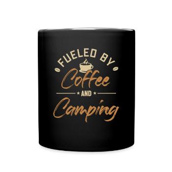 Fueled by Coffee and Camping Tents Glamping - Full Colour Mug - black - Front