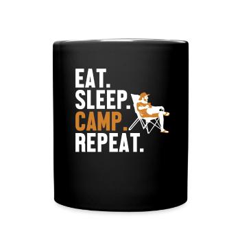 Eat Sleep Camp Repeat Zelten Glamping - Tasse einfarbig - Schwarz - Vorne