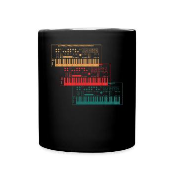 Trio of Synthesizers Music Lover Gift - Full Colour Mug - black - Front