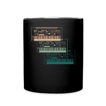 Trio of Synthesizers Music Lover Gift - Full Colour Mug - black - Front