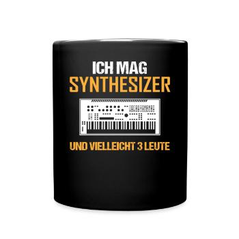 Synthesizer und 3 Leute Musikliebhaber Geschenk - Tasse einfarbig - Schwarz - Vorne