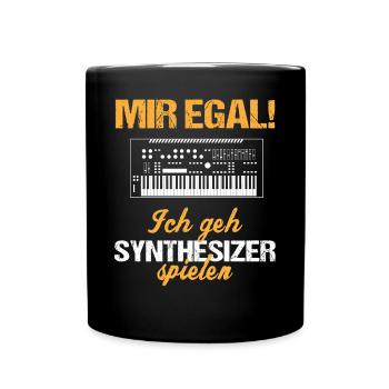 Mir egal Synthesizer Spielen Musik Geschenk - Tasse einfarbig - Schwarz - Vorne