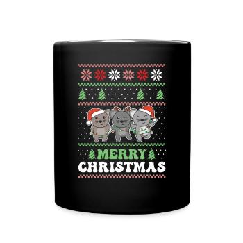 Merry Christmas retro ugly christmas Maus - Tasse einfarbig - Schwarz - Vorne