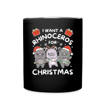 I Want A Rhinoceros For Christmas Cute Rhinos - Full Colour Mug - black - Front