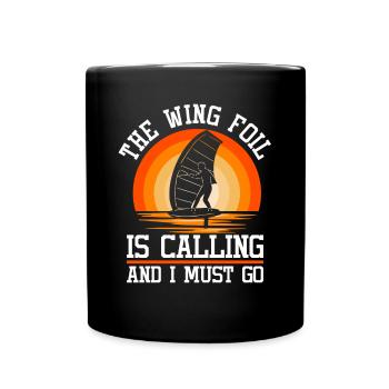 Wingsurfing Foil Wing Wing Boarding Wing Foiling - Full Colour Mug - black - Front