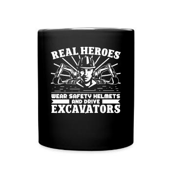 Conducteur d’excavatrice Real Heroes Drive Excavatrices Excavatrice - Mug uni - noir - Devant
