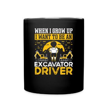 Baggerfahrer Want To Be Excavator Driver Bagger - Full Colour Mug - black - Front
