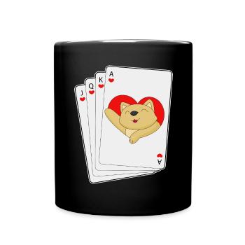 Katze Poker Pokerkarten - Tasse einfarbig - Schwarz - Vorne