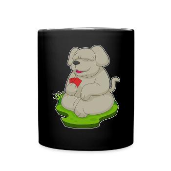 Hund Poker Pokerkarten - Tasse einfarbig - Schwarz - Vorne