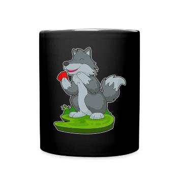 Wolf Poker Pokerkarten - Tasse einfarbig - Schwarz - Vorne
